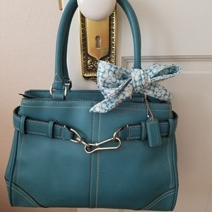 Authentic leather Coach bag with scarf